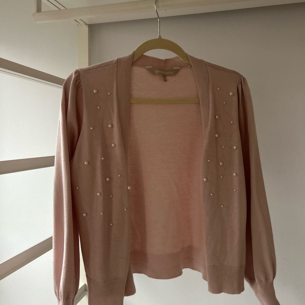 Pink Cardigan with pearl Detail work chic old money nordstrom blush sweater